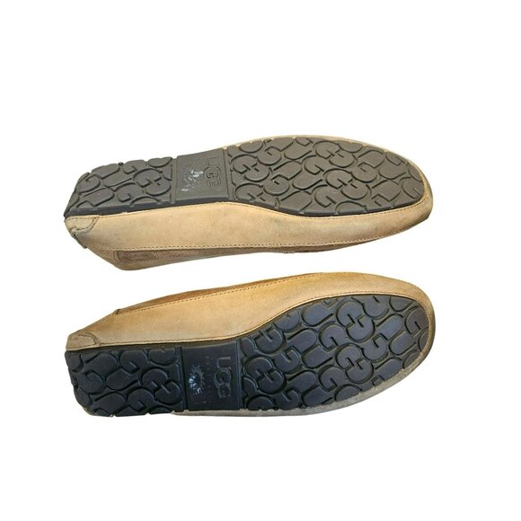 UGG Byron Tan Suede Leather Slippers Loafers  5102 Men’s 11 Leather Sheepskin - Picture 6 of 7